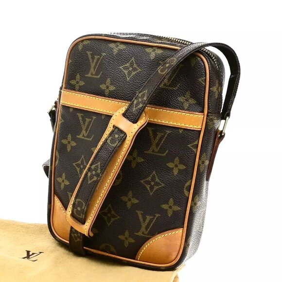 LOUIS VUITTON Danube Shoulder Bag Monogram Leather Brown France M45266 32ED984 - Picture 1 of 16
